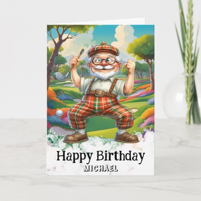 *~* Golf AP94 Senior Funny Spaß Man Birthday Card Dankeskarte (Vorderseite)