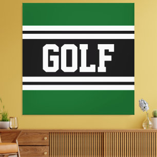 GOLF Athletic Fun Green Schwarz-weiß Racing Streif Leinwanddruck