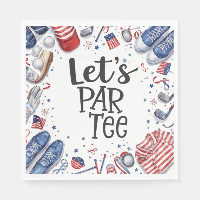 Golf-Ausrüstung mit Text Let Par Tee Golfparty Serviette (Vorderseite)