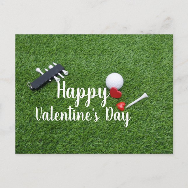 Golf avec amour sur carte Heureuse Sainte-Valentin (Devant)