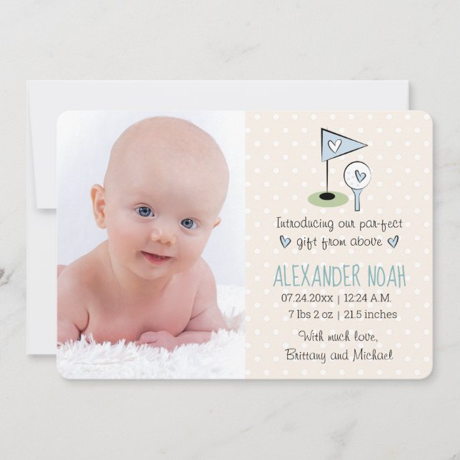 Golf Baby Announcement Boy Ankündigung (Vorderseite)