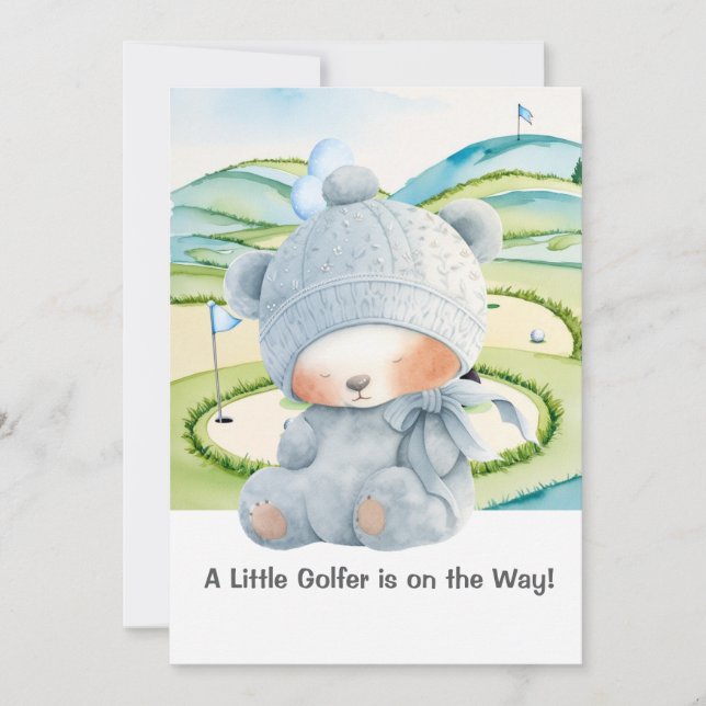 Golf Baby Boy Blue Themed Einladung (Vorderseite)