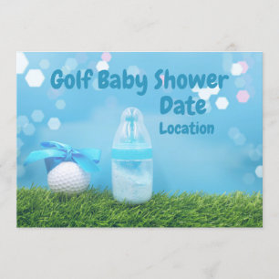 Golf Baby Dusche mit Golfball und Milchflasche Einladung