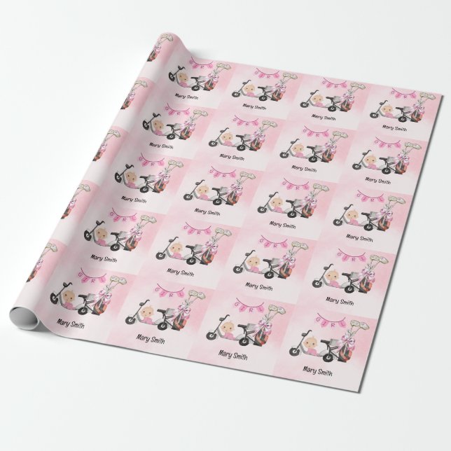 Golf Baby Girl for Baby Dusche auf rosa Geschenkpapier (Ungerollt)