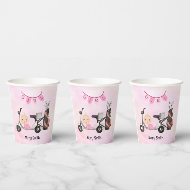 Golf Baby Girl for Baby Dusche auf rosa Pappbecher (Multi)