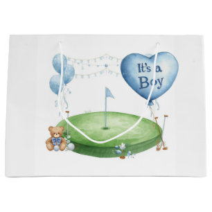 Golf-Baby-Junge auf dem Golfplatz Große Geschenktüte
