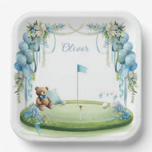Golf-Baby-Junge auf Putting-Green Pappteller