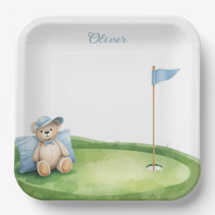 Golf-Baby-Junge auf Putting Green Pappteller