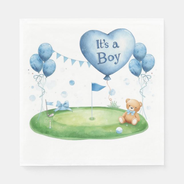 Golf-Baby-Junge auf Putting-Green  Serviette (Vorderseite)