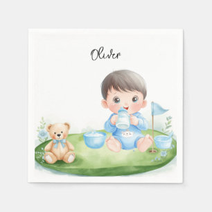 Golf-Baby-Junge auf Putting-Green Serviette