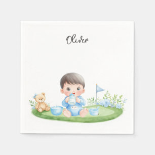 Golf-Baby-Junge auf Putting-Green  Serviette