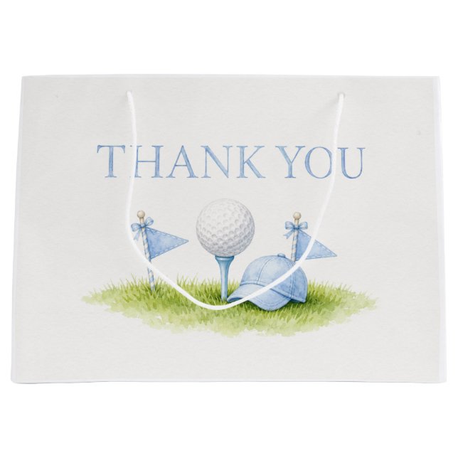 Golf Baby Junge Danke  Große Geschenktüte (Vorderseite)