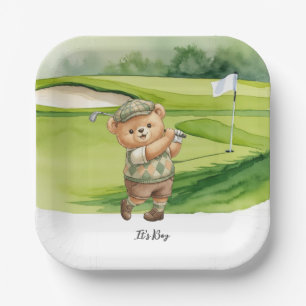 Golf Baby Junge spielt Golf auf dem Golfplatz Pappteller