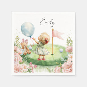 Golf Baby Mädchen auf Putting Grünfläche Serviette