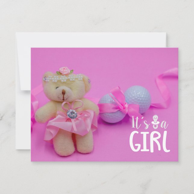 Golf Baby Mädchen es ist Girl on Pink Hintergrund  Einladung (Vorderseite)