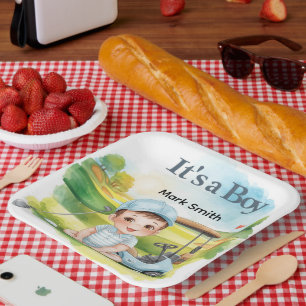 Golf Baby-Party "Es ist ein Junge" Pappteller