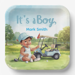 Golf Baby-Party "Es ist ein Junge" Pappteller