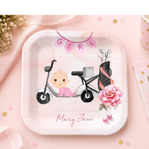Golf-Baby-Party Mädchen rosa Thema Pappteller