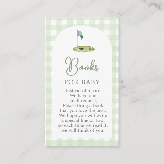 Golf Baby Shower Books for Baby Card Begleitkarte (Vorderseite)