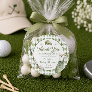 Golf-Baby-Shower-Dankeschön-Aufkleber Runder Aufkleber