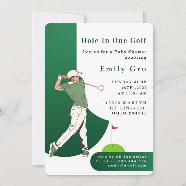Golf Baby Shower Invitation Einladung (Vorderseite)