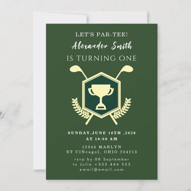 Golf Baby Shower Invitation Einladung (Vorderseite)