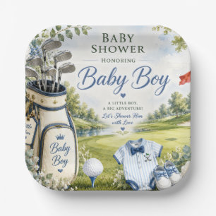Golf-Baby-Shower mit Golfplatz-Thema für Jungen Pappteller