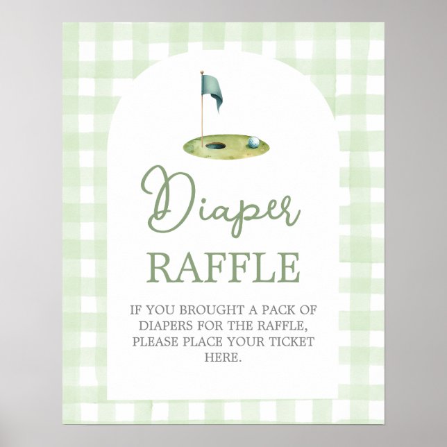 Golf-Baby-Shower-Windel-Raffle-Schild Poster (Vorne)