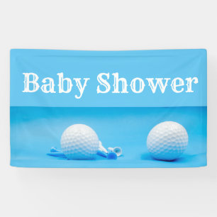 Golf Babydusche mit Golfball und Tee in Blau Banner