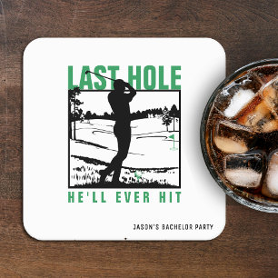 Golf Bachelor Party Funny Last Hole Er wird jemals Rechteckiger Pappuntersetzer