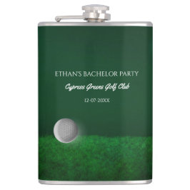 Golf Bachelor Party - Golfball und Golfplatz grün Flachmann