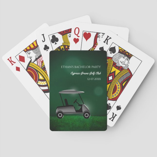 Golf Bachelor Party - Golfplatz mit grünem Golfwag Spielkarten (Rückseite)