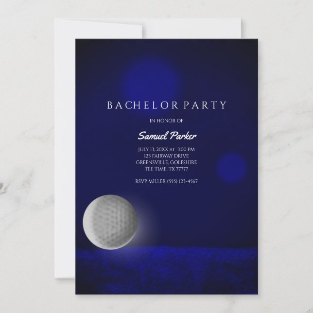 Golf Bachelor Party Navy Blue Golf Ball - Golfers Einladung (Vorderseite)