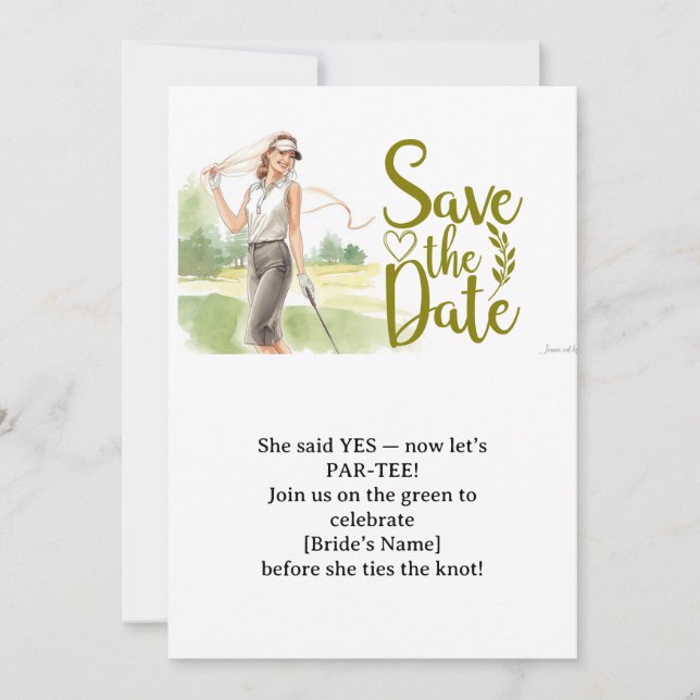 Golf Bachelorette Woman Golfer Is Golfing Einladung (Vorderseite)