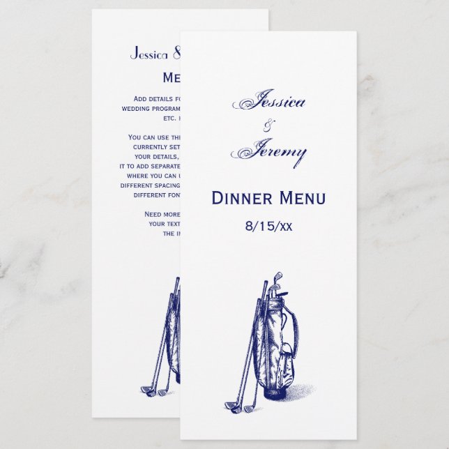 Golf Bag Golf Clubs Blue Einladung (Vorne/Hinten)