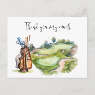 Golf Bag im Golfplatz Aquarell für Golfer Postkarte