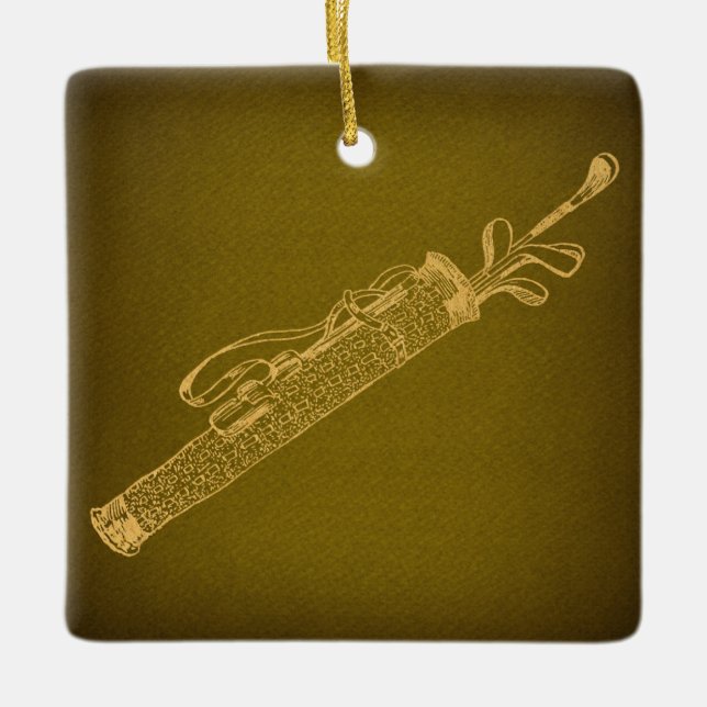 Golf Bag mit Clubs Vintager Kunst Keramikornament (Vorderseite)