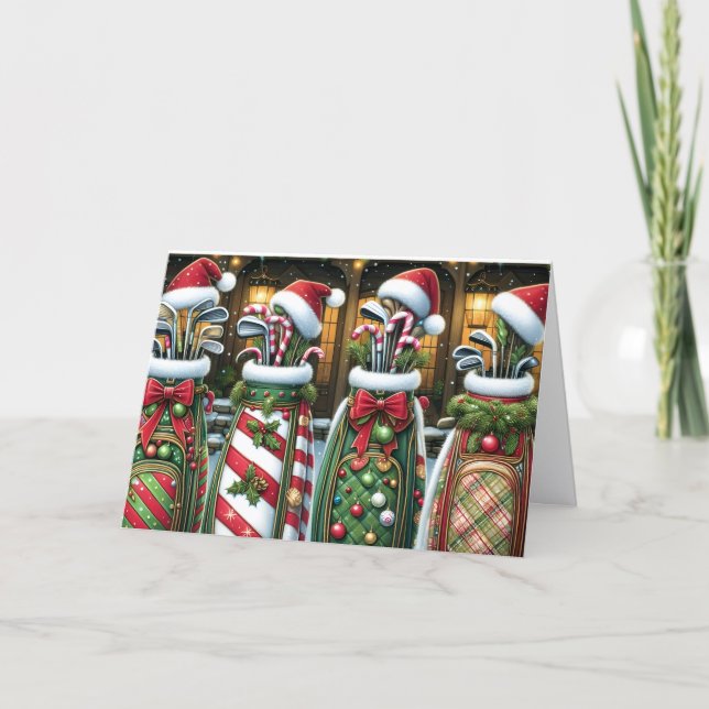 Golf Bags Christmas Holiday Card Feiertagskarte (Vorderseite)