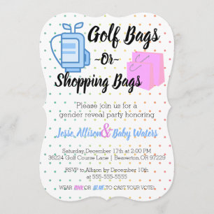 Golf Bags oder Shopping Bags Gender-Enthüllung ein Einladung