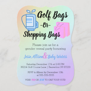Golf Bags oder Shopping Bags Gender-Umfrage einlad Einladung