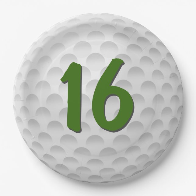 Golf Ball 16. Geburtstag Papiertafel Pappteller (Vorderseite)