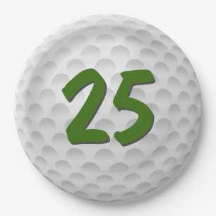 Golf Ball 25. Geburtstag Papiertafel Pappteller