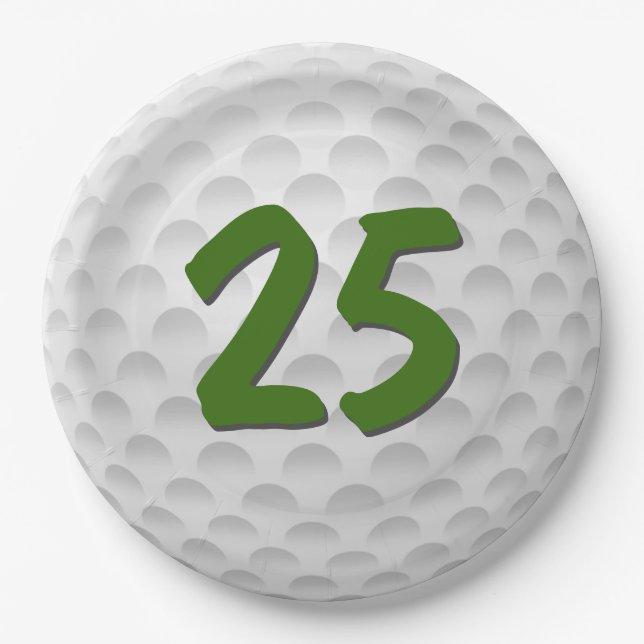 Golf Ball 25. Geburtstag Papiertafel Pappteller (Vorderseite)