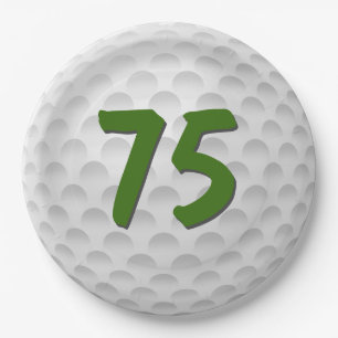 Golf Ball 75. Geburtstag Papiertafel Pappteller
