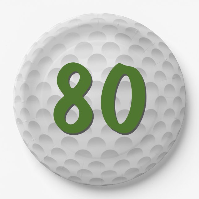 Golf Ball 80. Geburtstag Papierplatte Pappteller (Vorderseite)