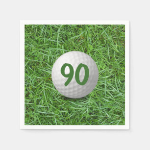 Golf Ball 90. Geburtstag auf Grass Napkins Serviette