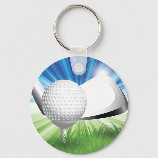 Golf Ball and Tee Keychain Schlüsselanhänger (Vorderseite)