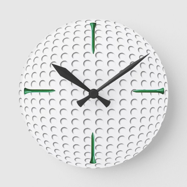 Golf ball and tee runde wanduhr (Vorderseite)