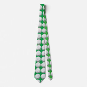 Golf Ball Art Motif Green Cravate