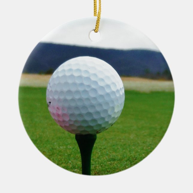 Golf Ball auf dem Golfplatz Keramikornament (Vorne)